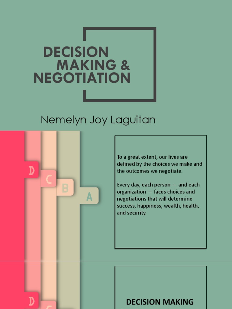 Decision Making and Negotiation Strategies | PDF | Negotiation ...