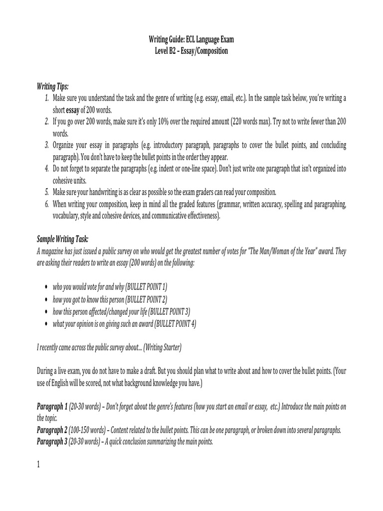 Ecl Writing Guide Essay B2 Essays Paragraph