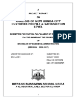 Analysis of New Honda City Customer Profile & Satisfaction Level - 2017