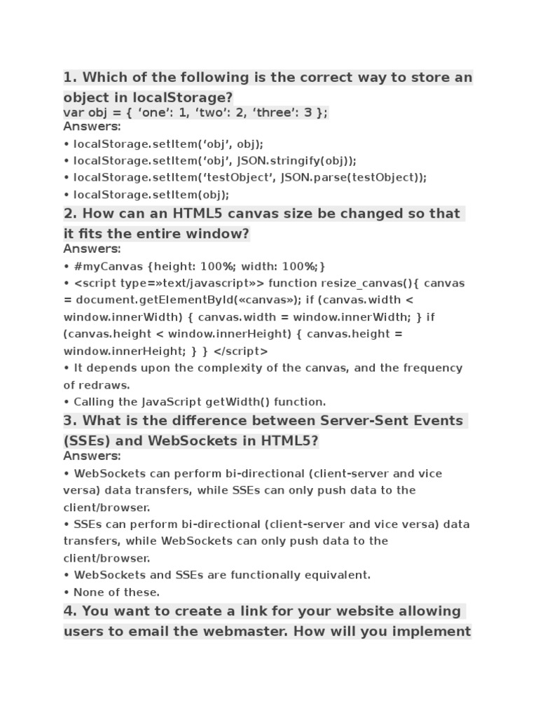 Var Obj ( One' 1, Two' 2, Three' 3) Answers PDF Html Element Html5