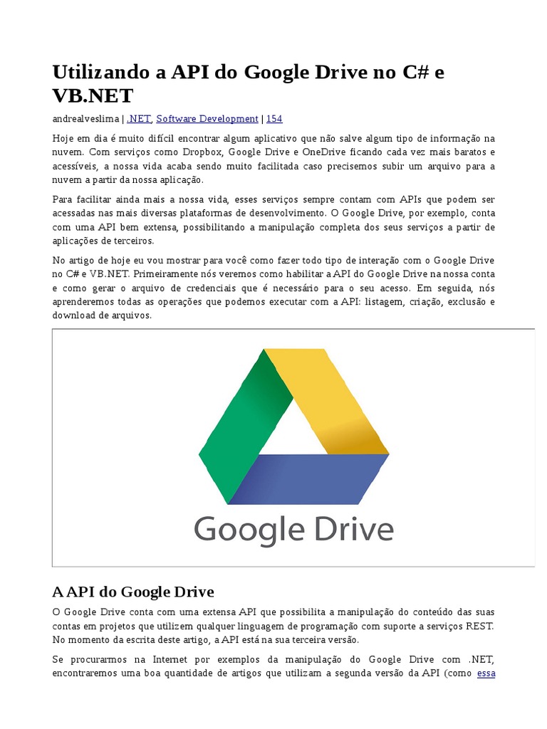 Integração da API Google Drive em C# e VB.NET | PDF | C Sharp ...