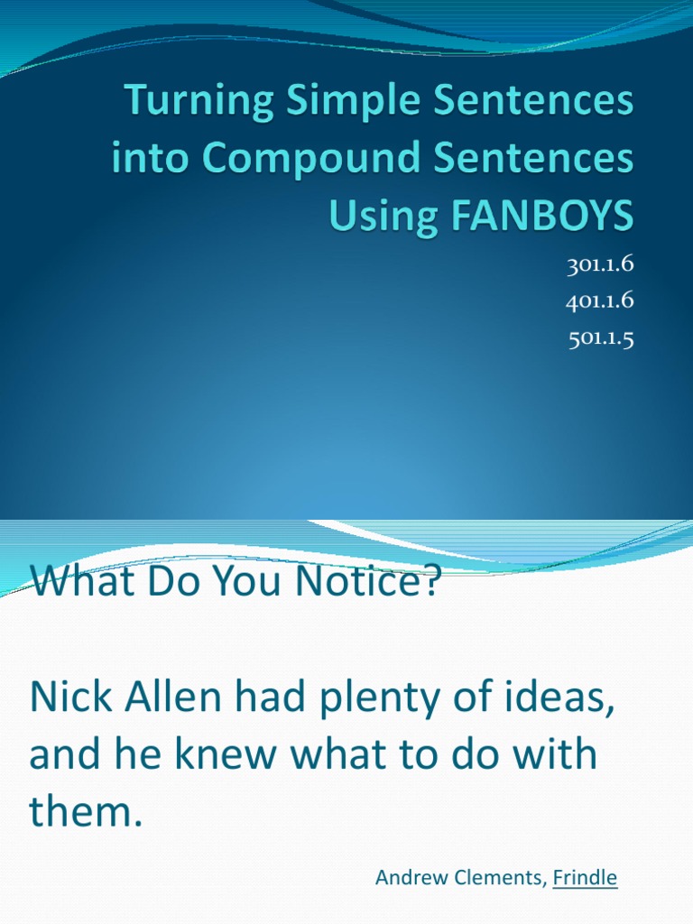 Compound Sentences Fanboys Powerpoint PDF Linguistic Typology