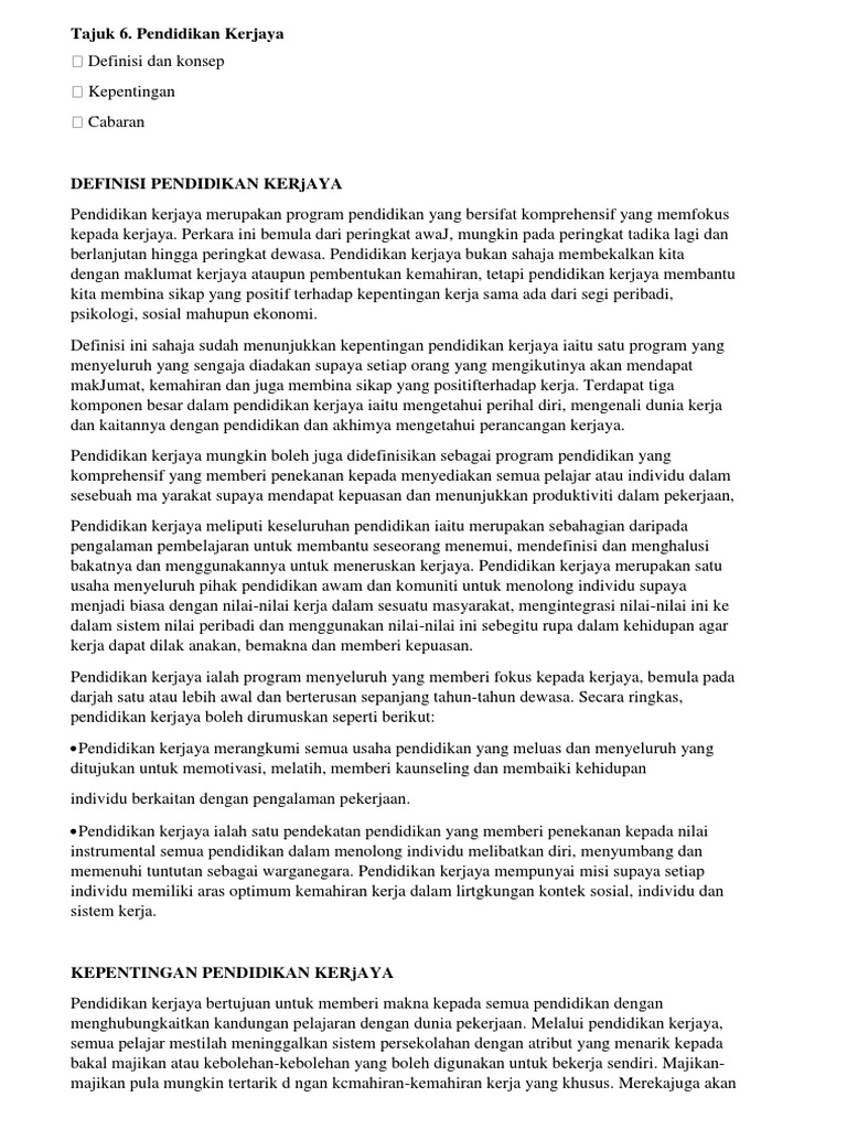 Tajuk 6 Pendidikan Kerjaya Pdf