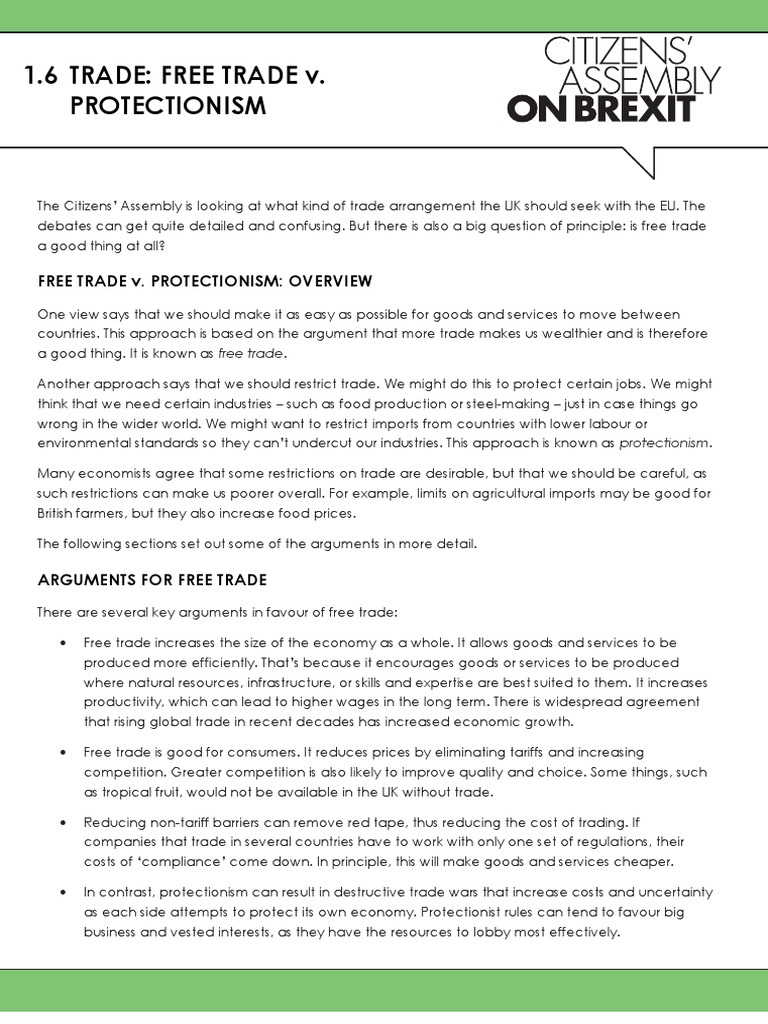 Free Trade vs. Protectionism Explained | PDF | Protectionism | Free Trade