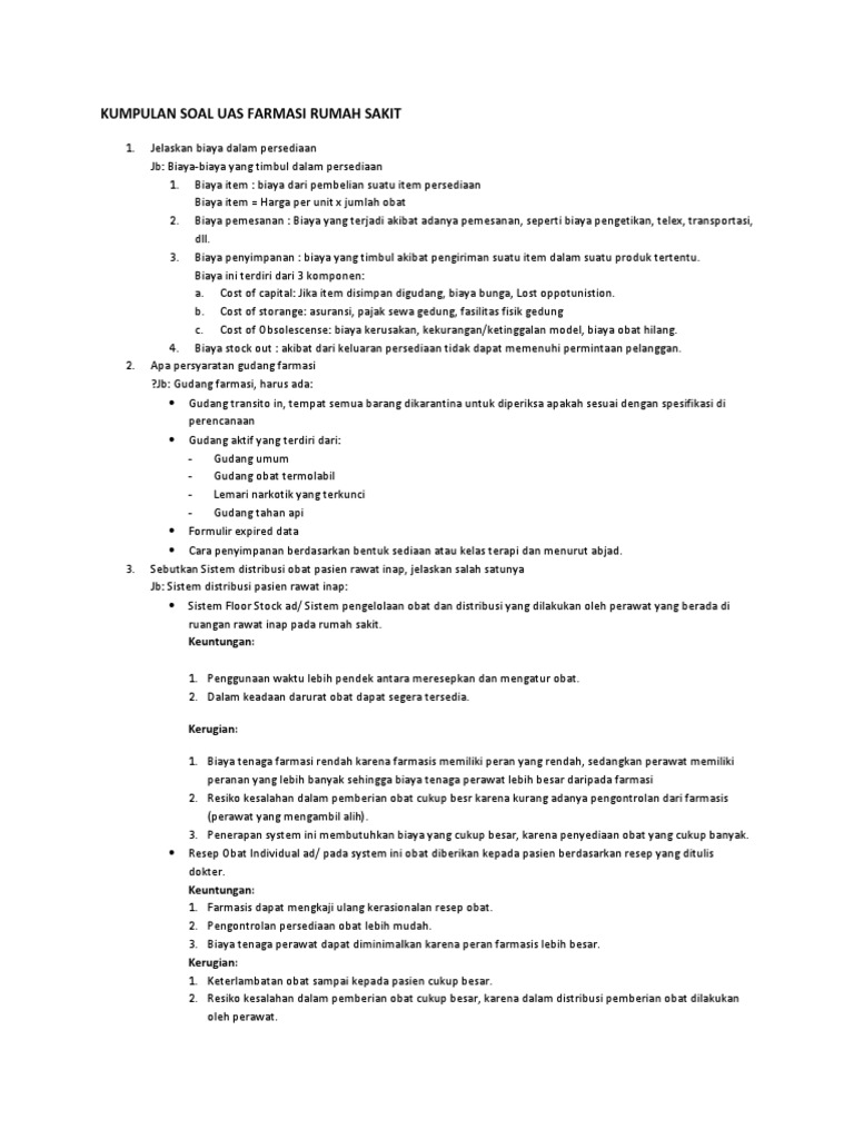 Uas Farmasi Rumah Sakit Doc