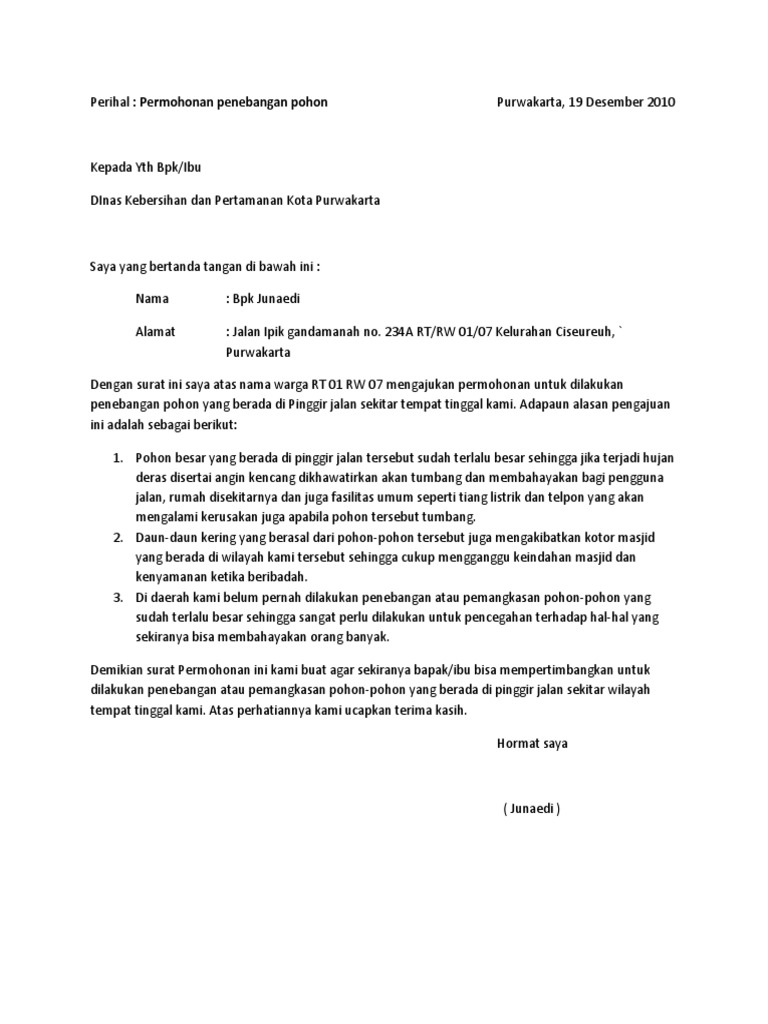 Contoh Surat Permohonan Mof