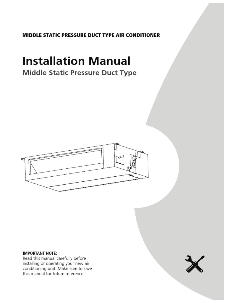 Middle Static Pressure AC Installation Guide | PDF | Duct (Flow) | Air ...
