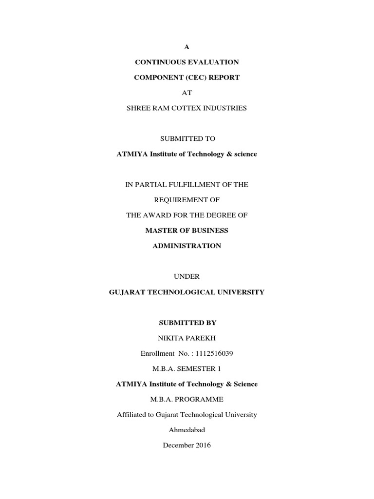 CEC Report by Nikita Parekh | PDF | Supply And Demand | Recruitment