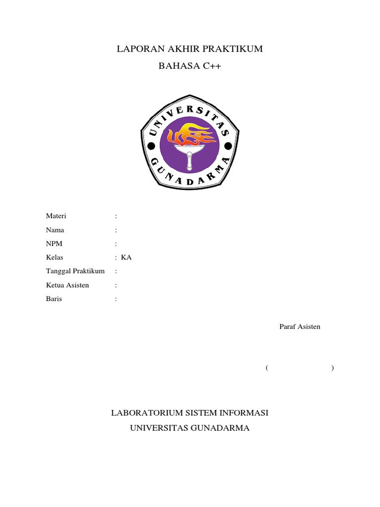 Laporan Akhir Praktikum C++ Gunadarma Minggu Ke-1 | PDF