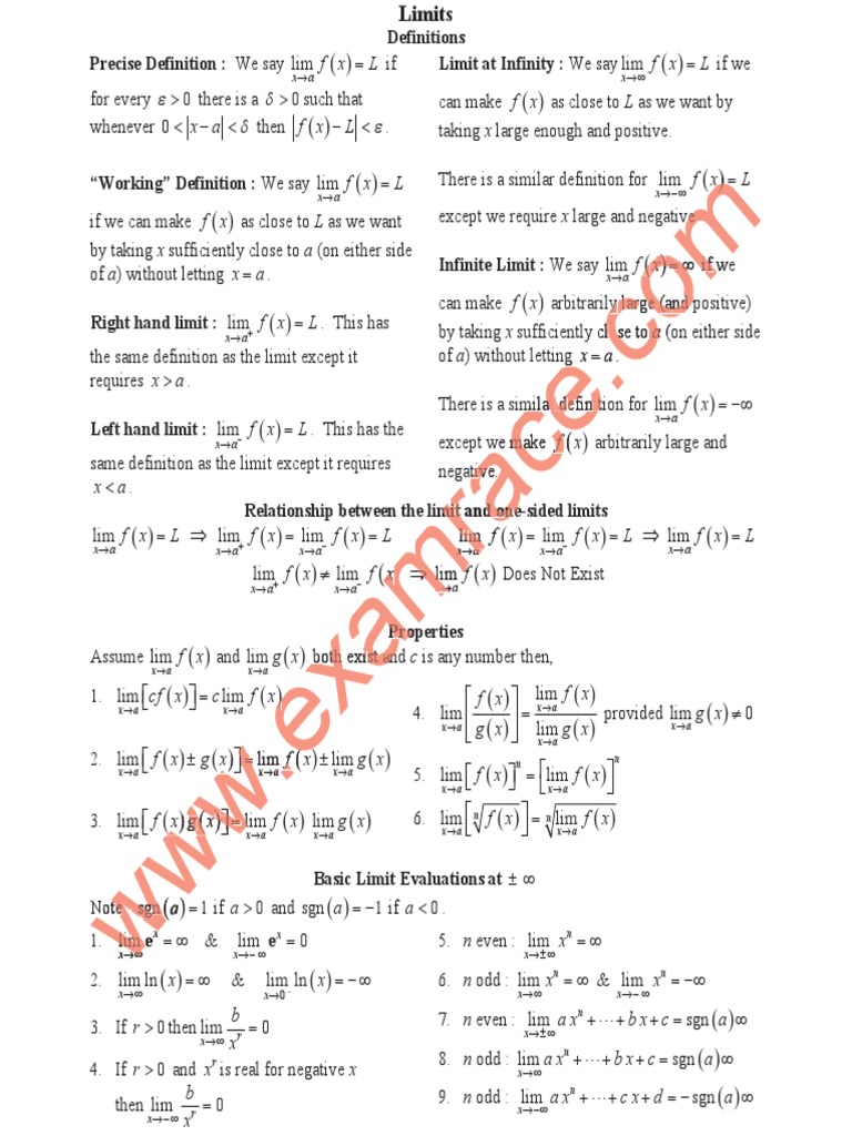 Mathematics Limits PDF | PDF | Trigonometric Functions | Algebra