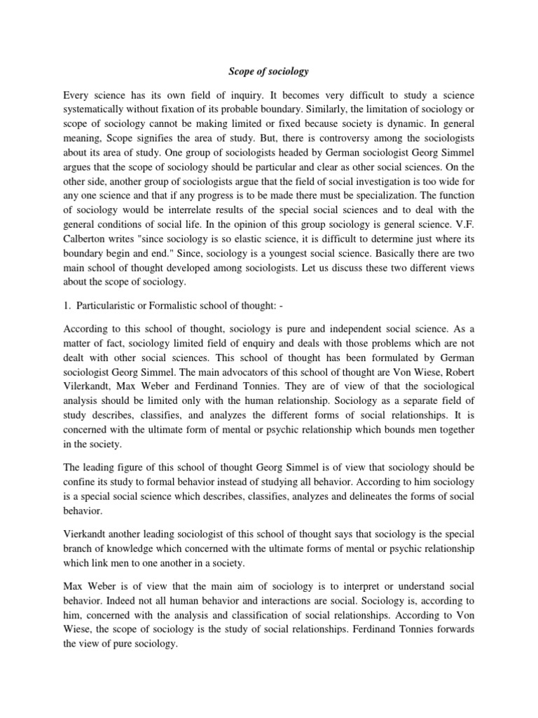 Scope of Sociology | PDF | Social Science | Sociology