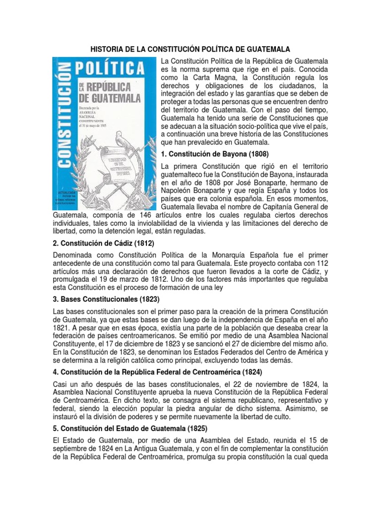 Historia de La Constitución Política de Guatemala | PDF | Constitución ...