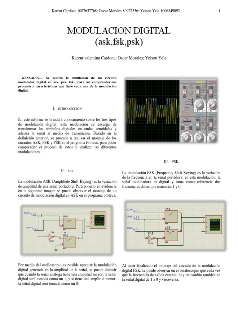 Simulación de Modulación Digital ASK, FSK, PSK | PDF | Modulación ...