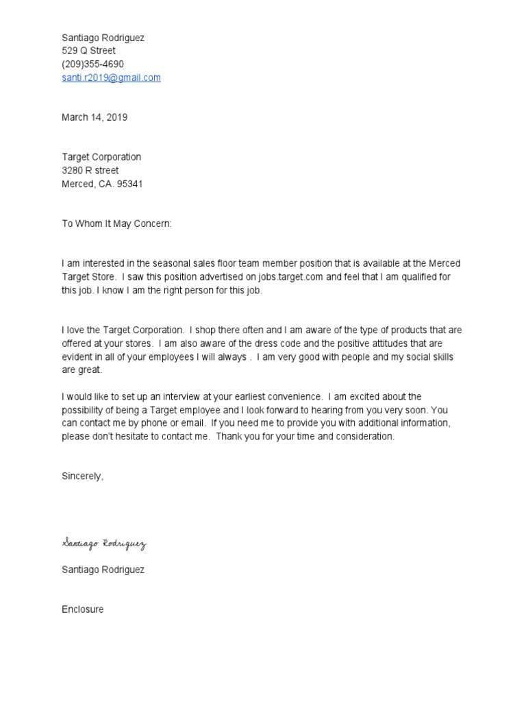 Cover Letter