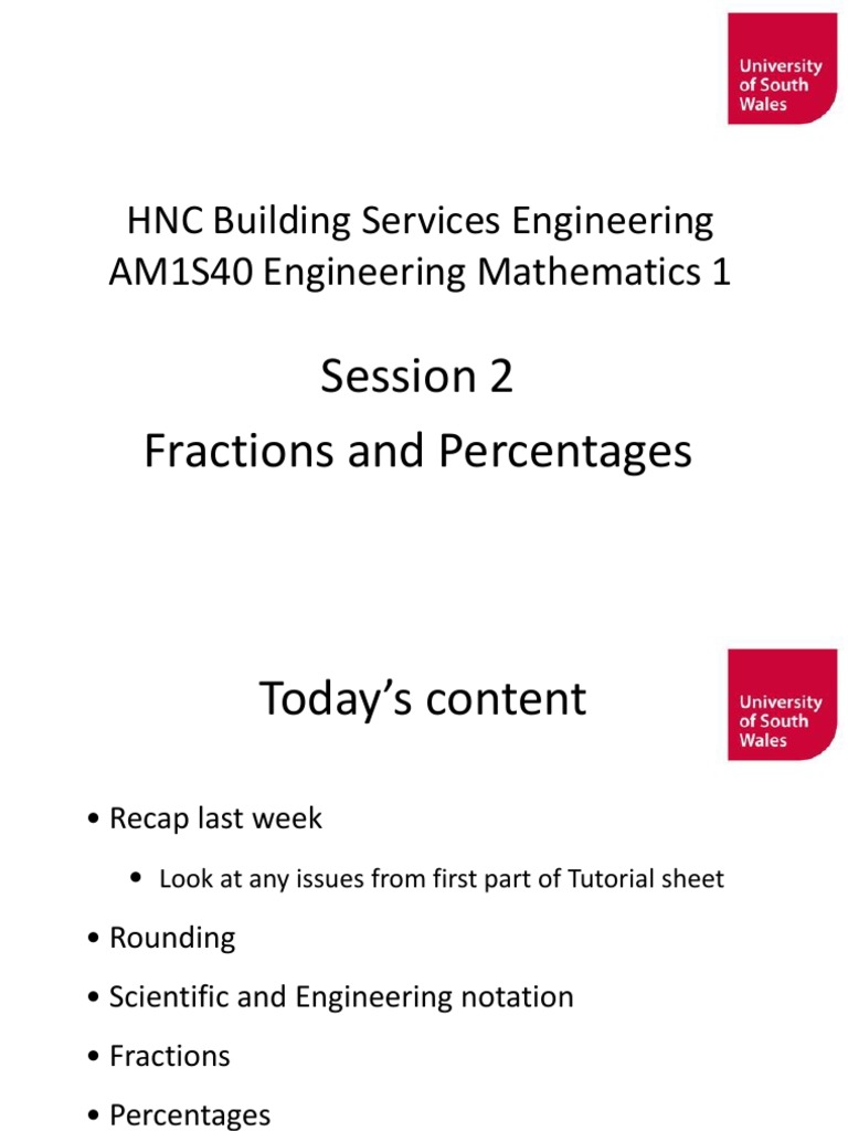 Engineering Math Basics | PDF | Fraction (Mathematics) | Percentage