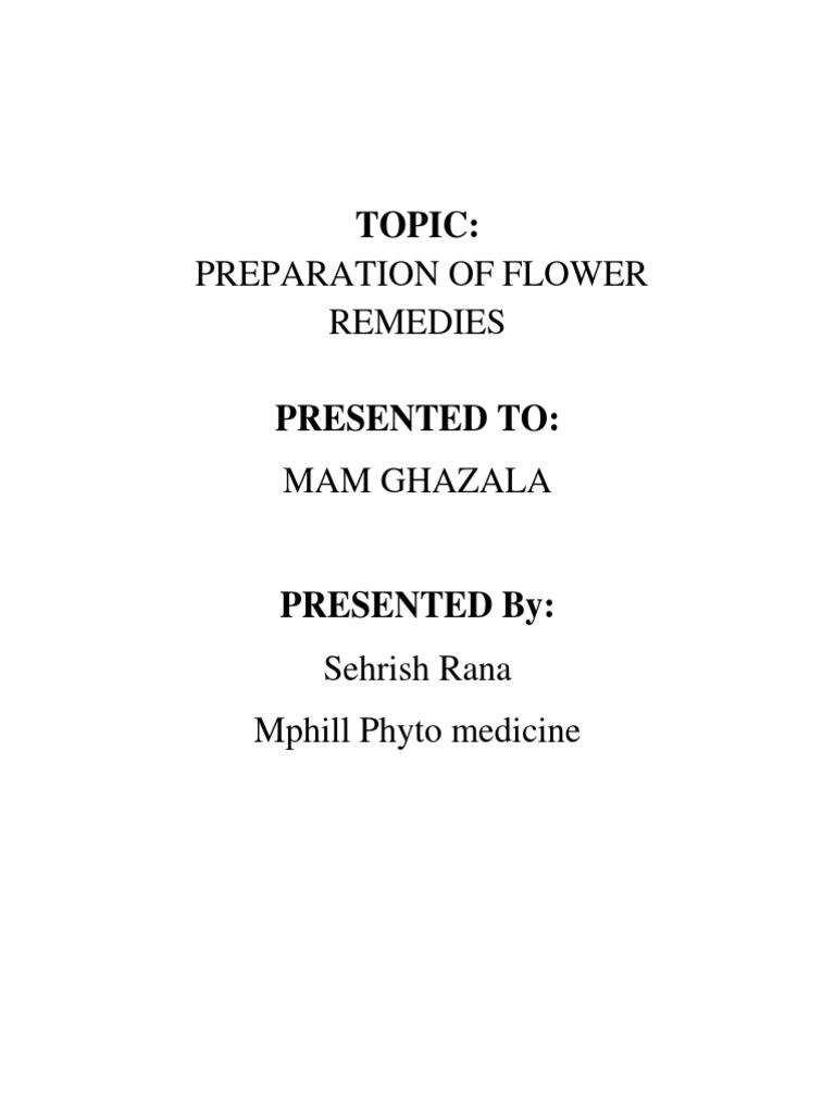 Topic Preparation of Flower Remedies PDF Bach Flower Remedies