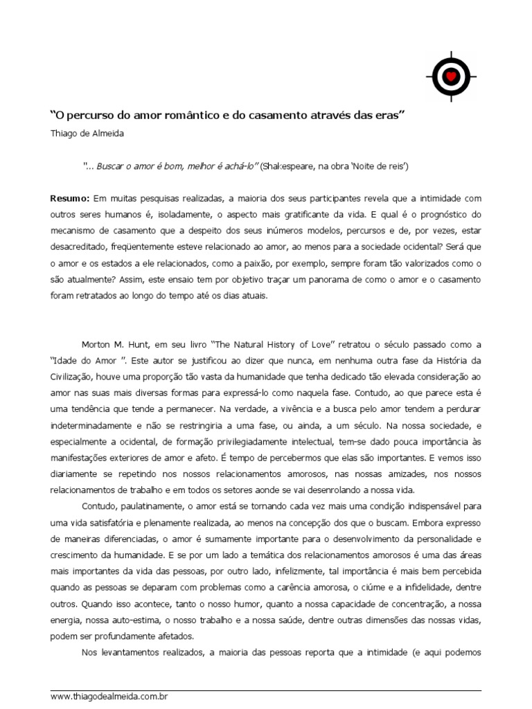 O Percurso Do Amor Romântico e Do Casamento Através Das Eras | PDF ...