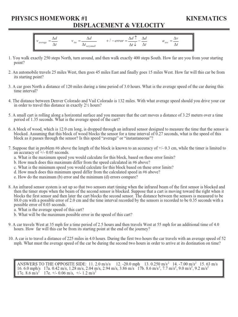 Distance and displacement formula picture