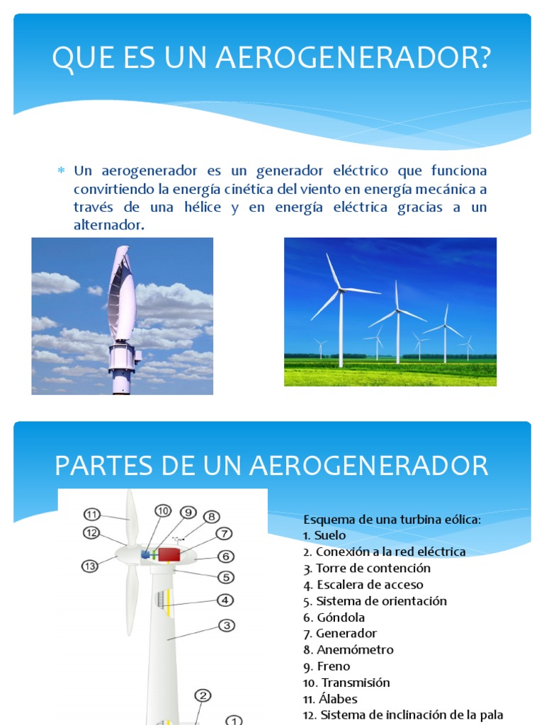 Partes y funcionamiento de aerogeneradores | PDF | Turbina eólica ...