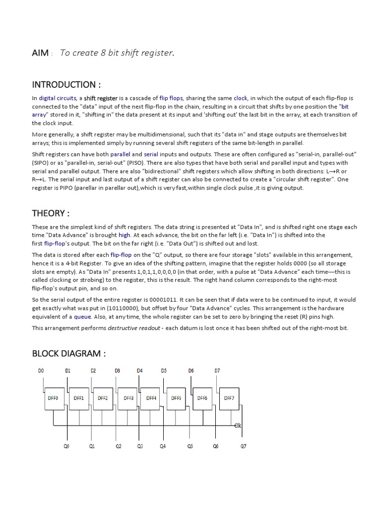 8 Bit Shift Register | PDF | Electrical Circuits | Electronic Circuits
