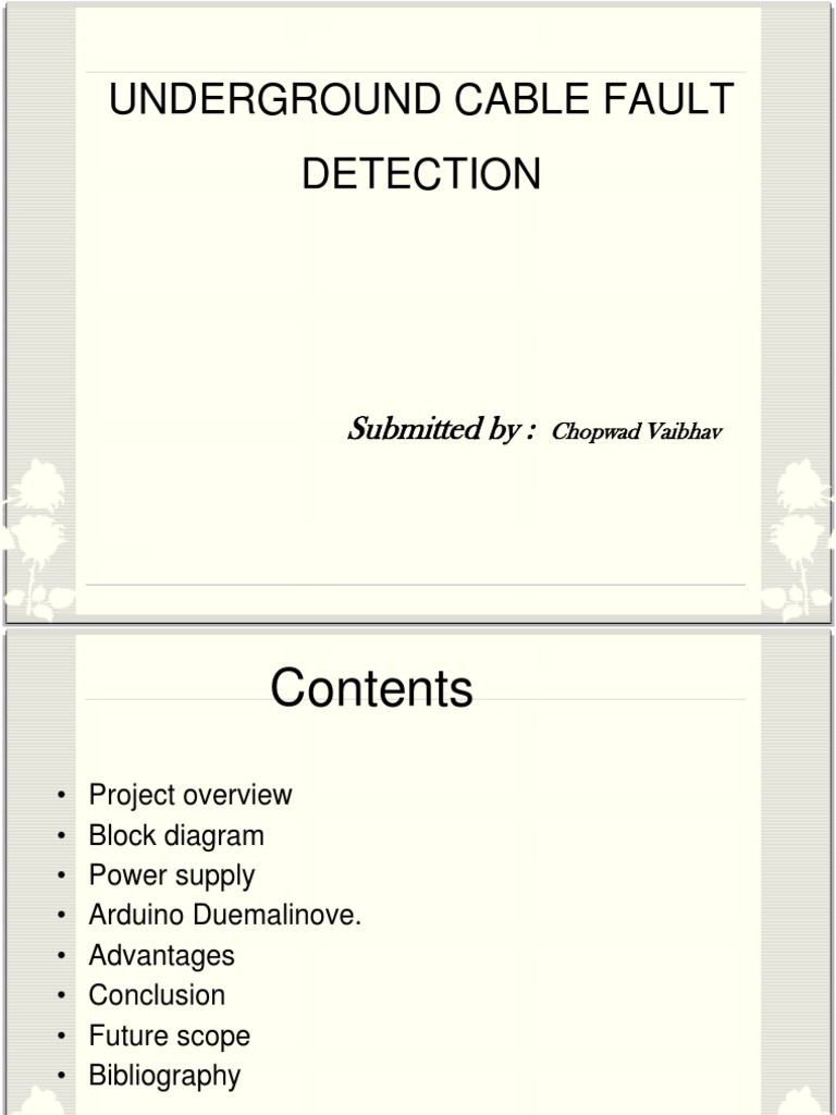 Underground Cable Fault Detection System | PDF | Power Supply | Arduino