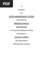 Notes Management System: A Synopsis On