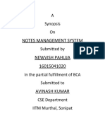 Notes Management System: A Synopsis On