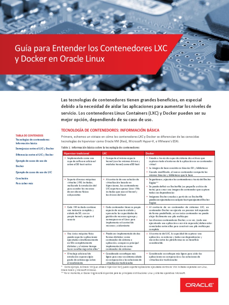 Guía para Entender Los Contenedores LXC y Docker en Oracle Linux | PDF ...