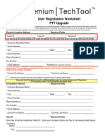 Premium Techtool: User Registration Worksheet PTT Upgrade