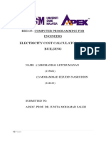 Electricity Cost Calculator of A Building: Eee123: Computer Programming For Engineers