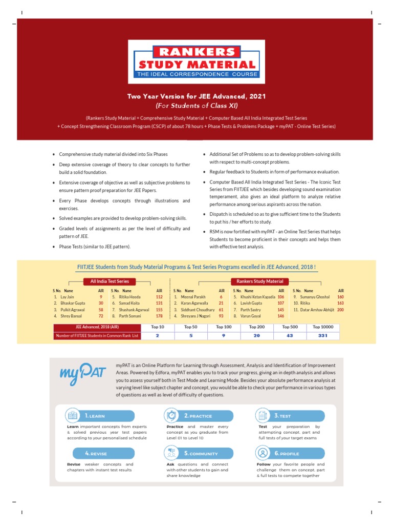 JEE Advanced Rankers Study Material | PDF | Chemical Equilibrium ...