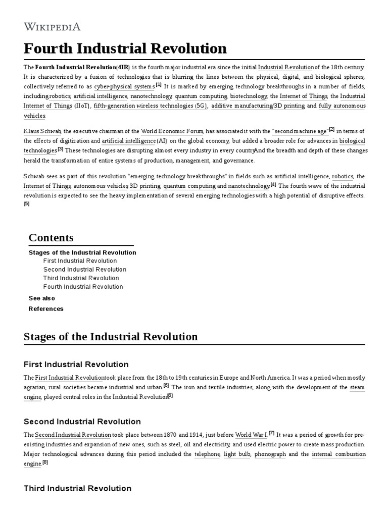 Fourth Industrial Revolution PDF | PDF | Science And Technology ...