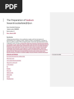 The Preparation of Hexanitrocobaltate Practical