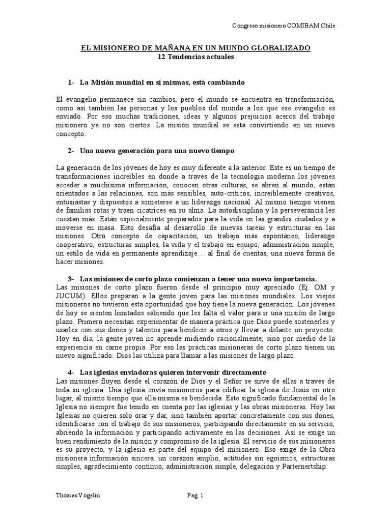 Las Misiones Mundiales en El Siglo XXI | PDF | Misionero | Iglesia Católica