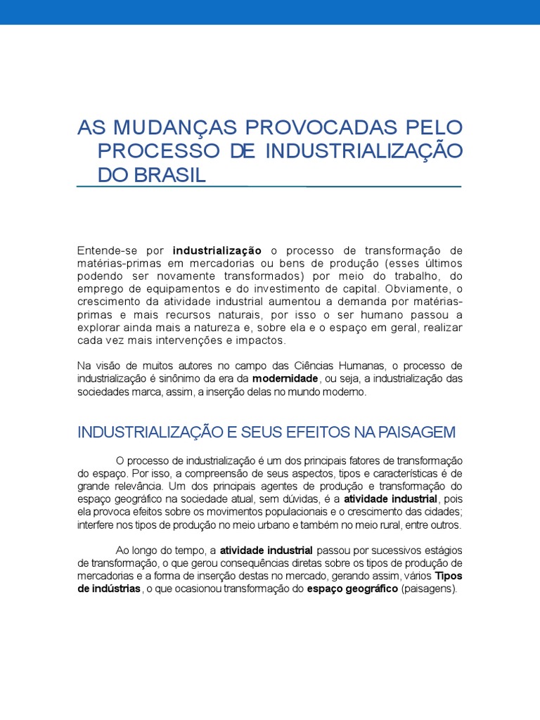 Transformações da Paisagem pela Industrialização | PDF | Indústrias ...