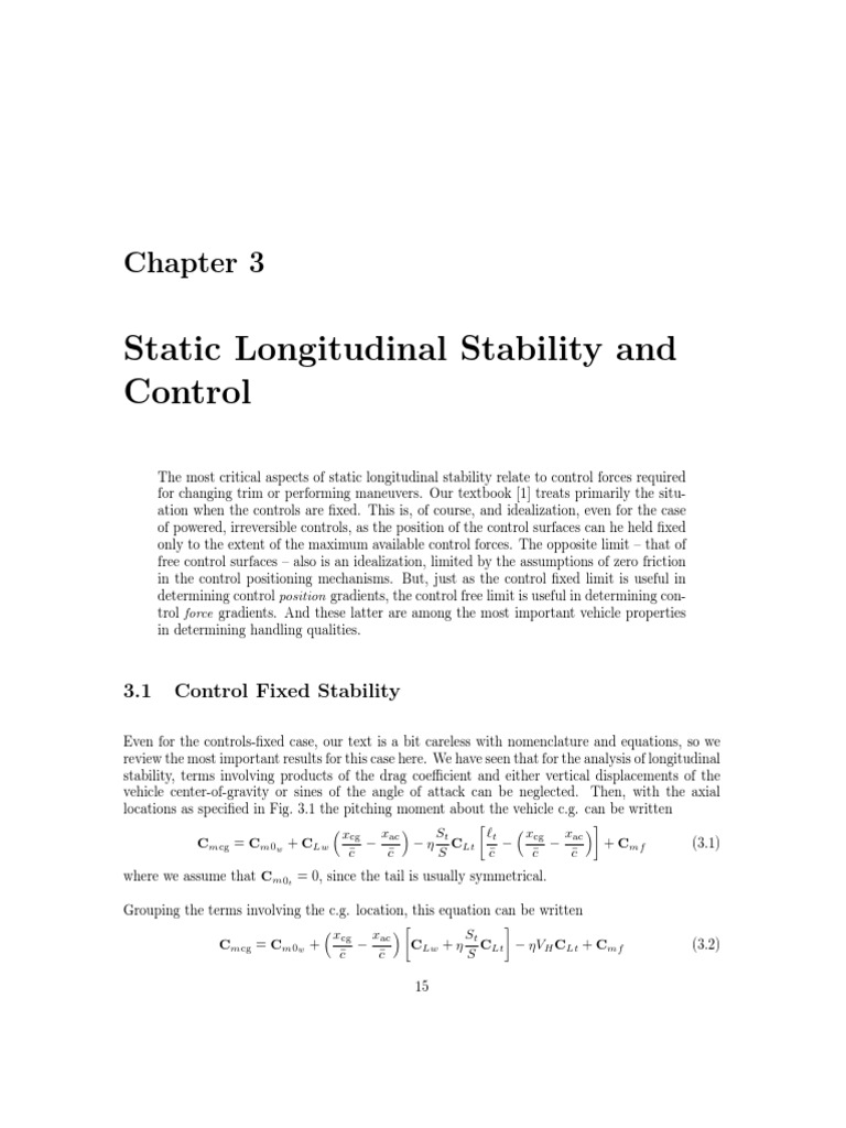Static Longitudinal Stability Analysis | PDF | Flight Control Surfaces ...