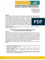 Avaliação Dos Efeitos de Entalhes Mecânicos Circulares em Um Aço Complex Phase Nacional