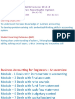 Winter Semester 2018-19 Business Accounting For Engineers: Learning Objectives