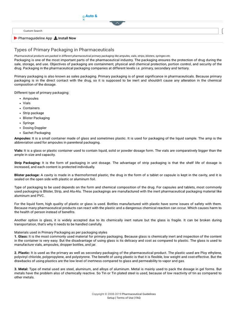 Types of Primary Packaging in Pharmaceuticals - Pharmaceutical ...