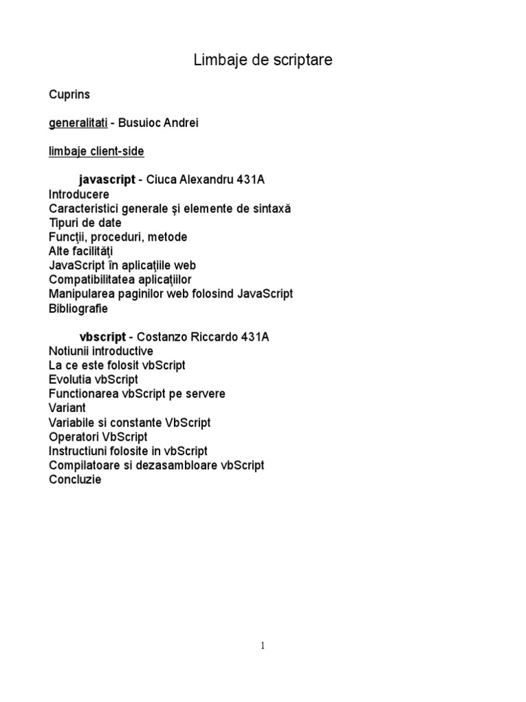 Limbaje Scriptare PDF | PDF