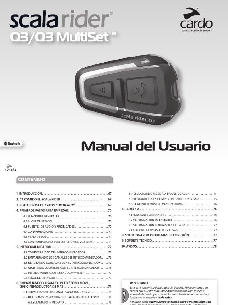 Scala Rider Q3 PDF | PDF | Bluetooth | Micrófono