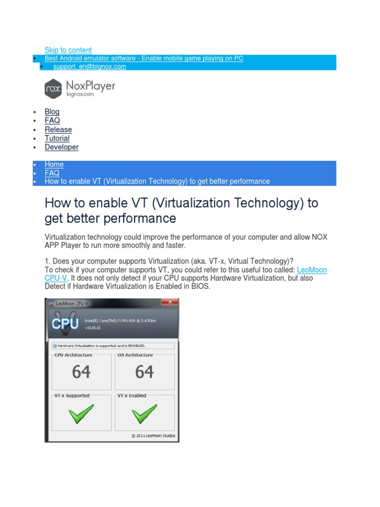 How to enable VT (Virtualization Technology) to get better performance