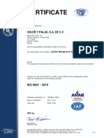 Certificate: Soler Y Palau, S.A. de C.V