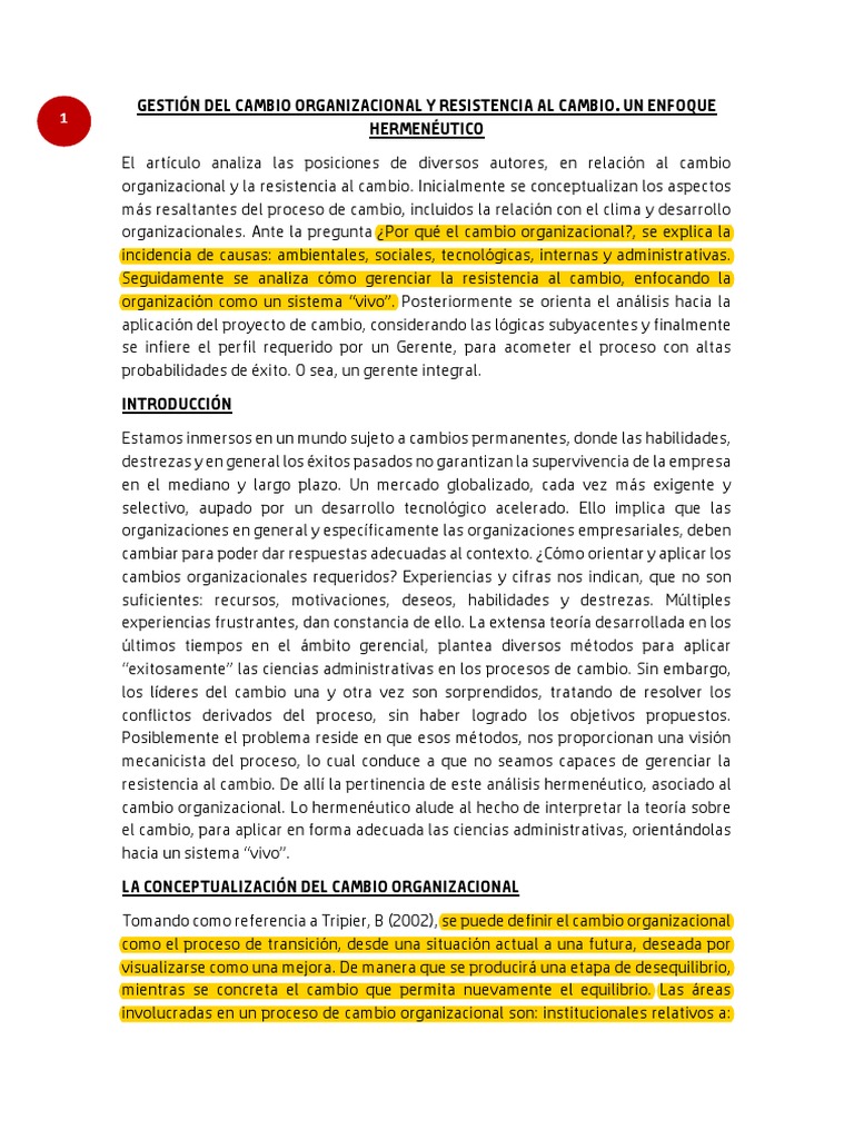 Gestion Del Cambio Organizacional | PDF | Gestión del cambio | Sociedad