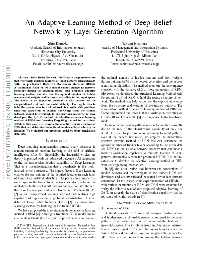 DBN Adaptive | PDF | Deep Learning | Systems Theory