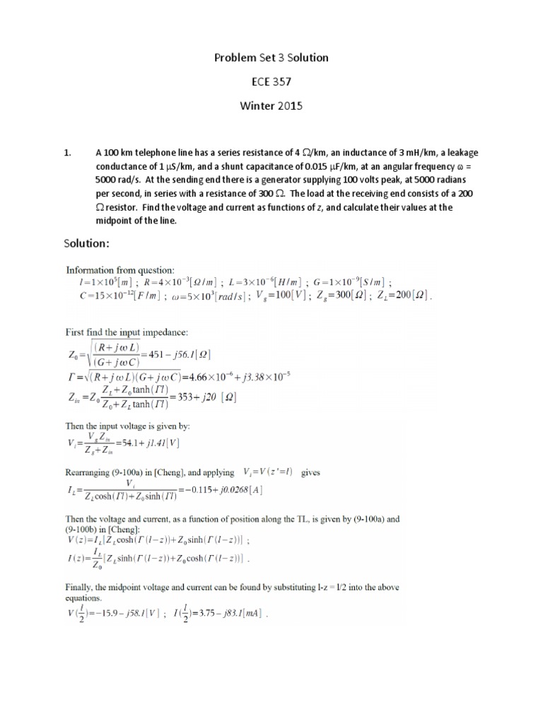ECE 357 Problem Set 3 Solutions | PDF | Electrical Impedance ...