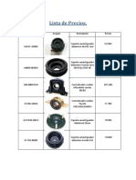 Lista de precios repuestos automotrices