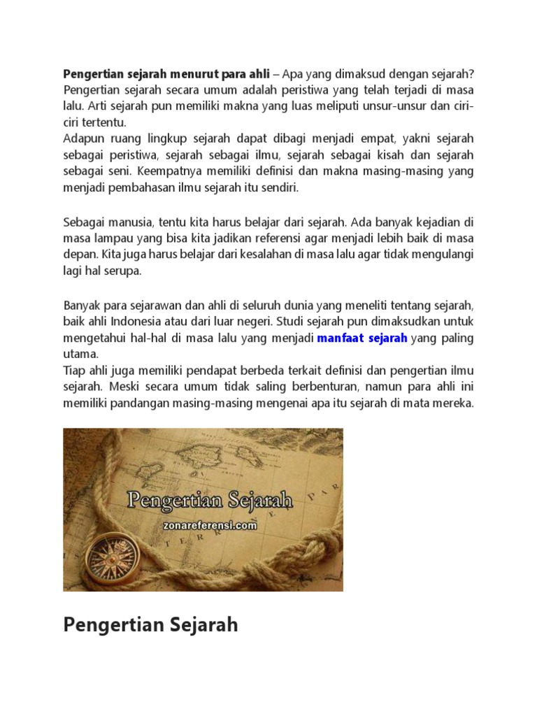 Pengertian Sejarah Menurut Para Ahli