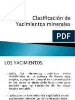 Clasificación de Yacimientos Minerales