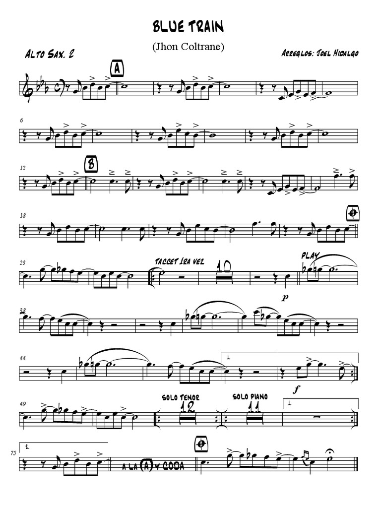 BLUE TRAIN Alto Sax. 2.pdf Divertissement (Général) Musique